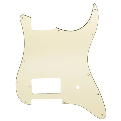 11-Hole Single Covered Humbucker Pickguard for USA/Mexico Fender® Tom DeLonge Strat Style - 3 Ply Cream