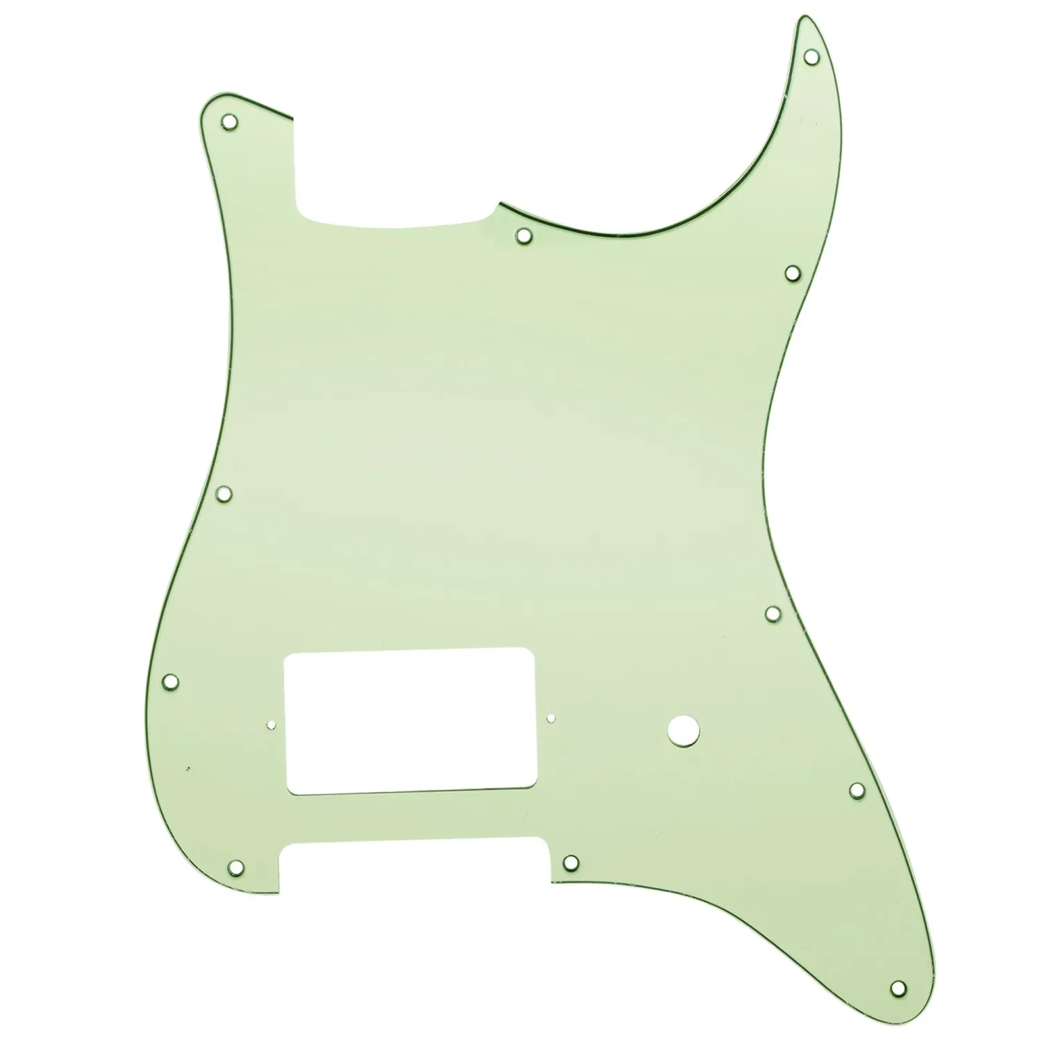 11-Hole Single Covered Humbucker Pickguard for USA/Mexico Fender® Tom DeLonge Strat Style - 3 Ply Mint