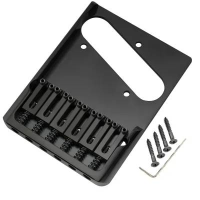 Brio Heavy Duty Telecaster® Style Asymmetric Bridge Black Finish | Full Solid Brass Plate &amp; Saddles