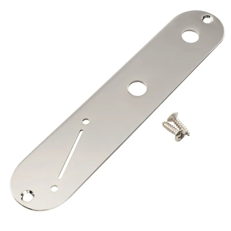 32mm Steel Control Plate – Narrow Pot Spacing &amp; Angled Switch Slot for Telecaster® Style Guitars -Nickel