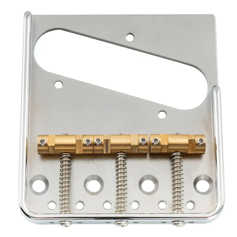 Ultra-Light Aluminum Telecaster Bridge with Compensated Brass Saddles – Vintage 3-Saddle Ashtray Style
