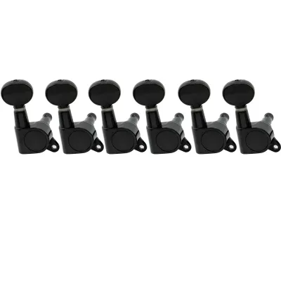 ​Brio 6-in-Line Sealed Guitar Tuners – Vintage Oval Button, Black