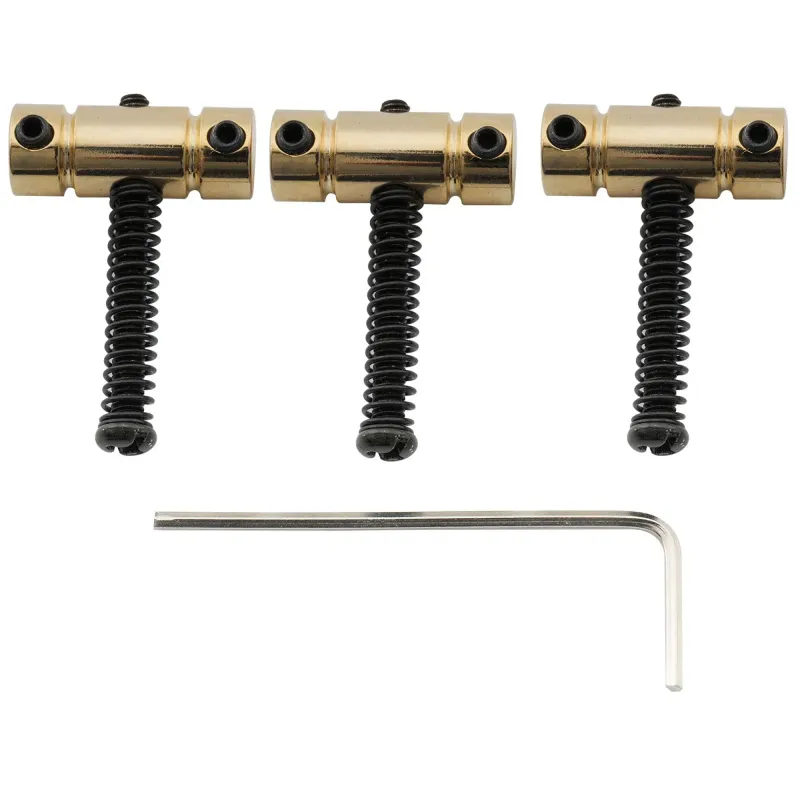 21mm Standard Barrel Steel Saddles for Fender® &amp; Squire® Tele Style Guitars – Set of 3 Gold