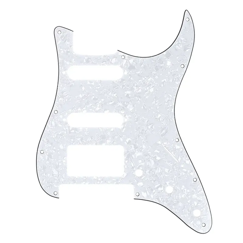 11-Hole Modern Strat HSS Pickguard — Floyd Rose Cut — White Pearl