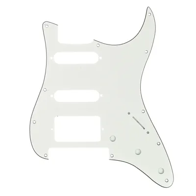 11-Hole Modern Strat HSS Pickguard — Floyd Rose Cut — Aged White 3ply