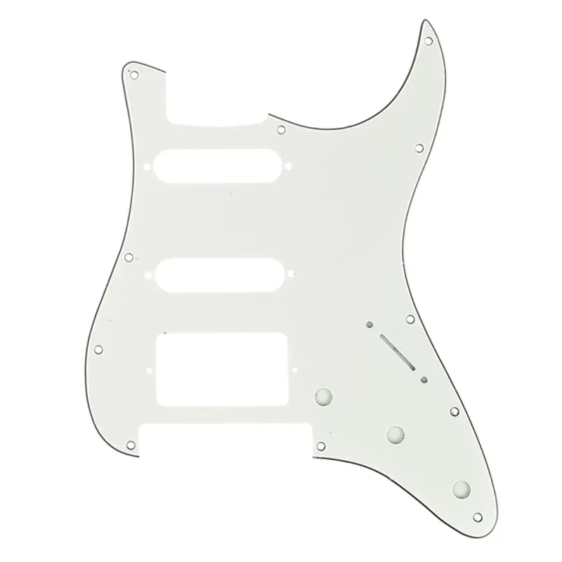 11-Hole Modern Strat HSS Pickguard — Floyd Rose Cut — Aged White 3ply