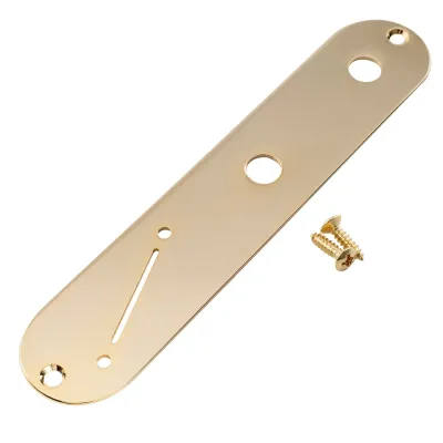 32mm Steel Control Plate – Narrow Pot Spacing &amp; Angled Switch Slot for Telecaster® Style Guitars -Gold