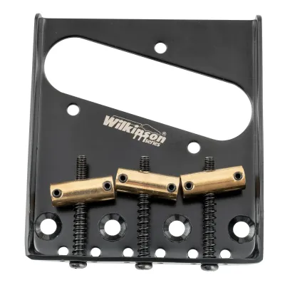 ​Wilkinson M Series 54mm Vintage “Ashtray” Tele Bridge (Black) — 3 Compensated Brass Saddles, Top-Load &amp; String-Through