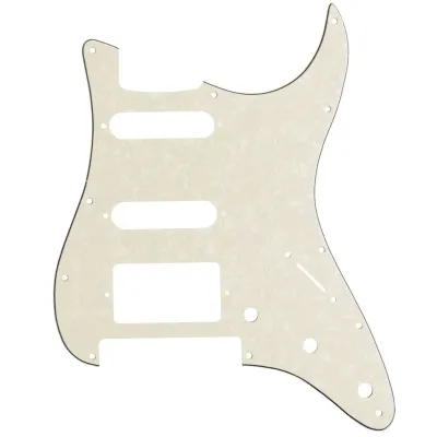 11-Hole Modern Strat HSS Pickguard — Floyd Rose Cut — Aged Pearl