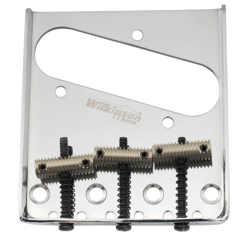 Wilkinson M Series 54mm Threaded “Ashtray” Tele Bridge (Chrome) — Dual-Load, 3 Saddles