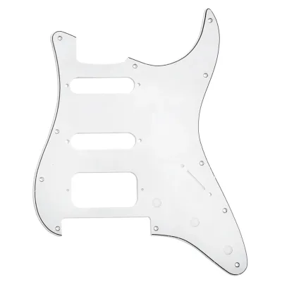 11-Hole Round-Corner HSS Strat Pickguard — Floyd Rose Cut Aged White