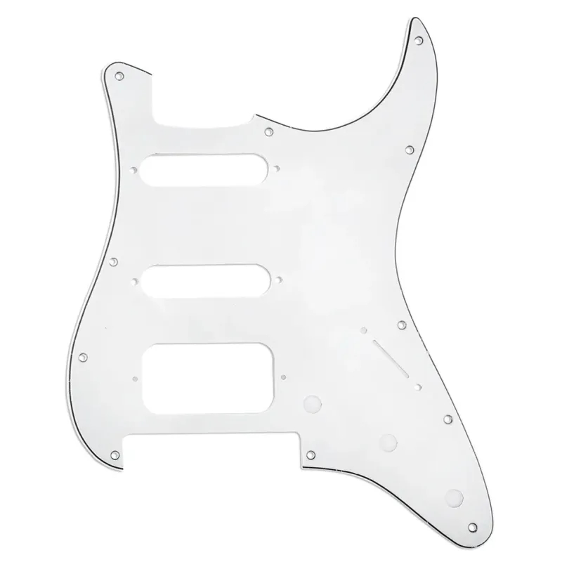11-Hole Round-Corner HSS Strat Pickguard — Floyd Rose Cut Aged White