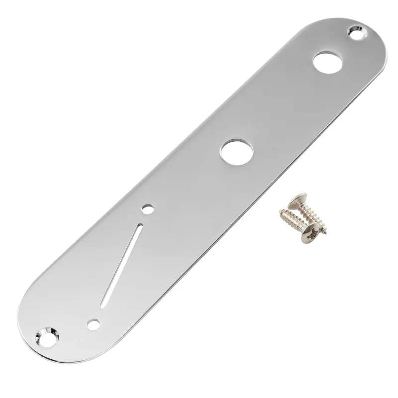 32mm Steel Control Plate – Narrow Pot Spacing &amp; Angled Switch Slot for Telecaster® Style Guitars -Chrome