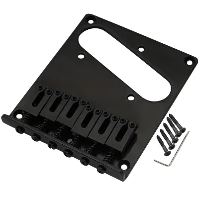 Modern Tele Bridge (Black) — 54 mm (2-1/8") • 6 Zinc-Alloy Saddles • String-Through