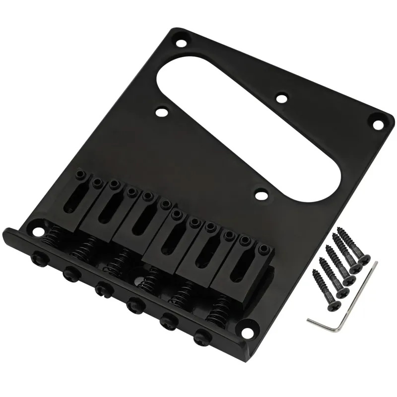 Modern Tele Bridge (Black) — 54 mm (2-1/8") • 6 Zinc-Alloy Saddles • String-Through