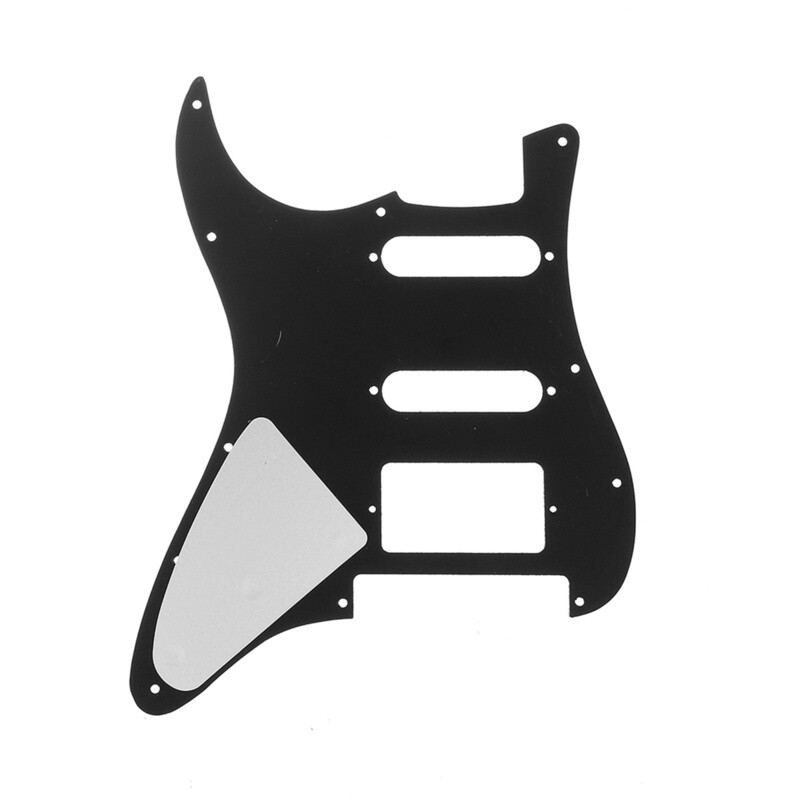 11-Hole Modern Strat HSS Pickguard — Floyd Rose Cut — Black 3ply