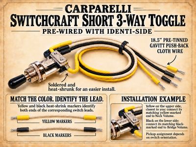 Switchcraft Pre-Wired Short 3-Way Toggle with Carparelli Identi-Side