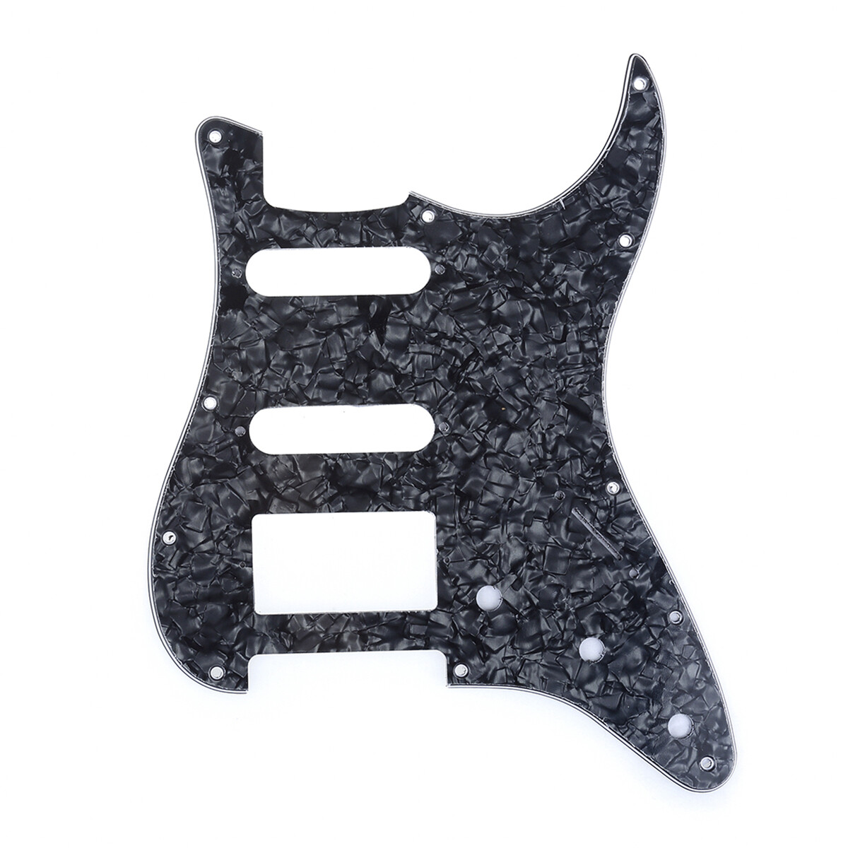 Brio 11-Hole Modern Style Strat HSS Pickguard for American Stratocaster Pearloid Black