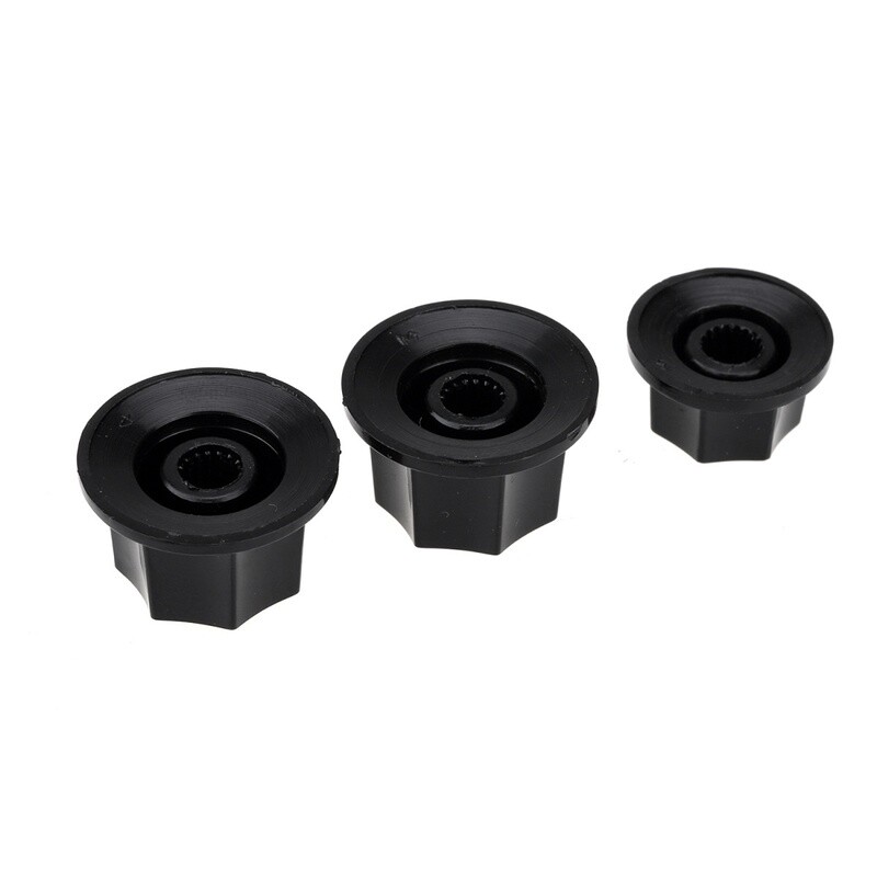 Brio US CTS Bourns Size 2 Large 1 Small Jazz Bass Knobs Set for USA Made JB Style Bass, Black