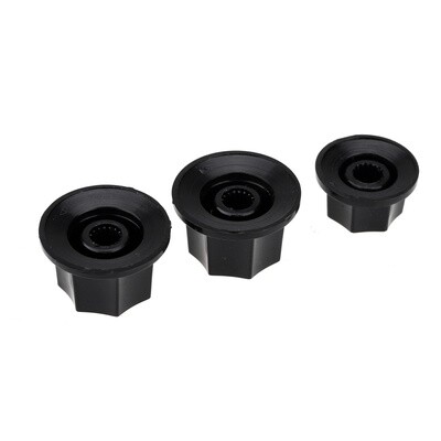 Brio US CTS Bourns Size 2 Large 1 Small Jazz Bass Knobs Set for USA Made JB Style Bass, Black