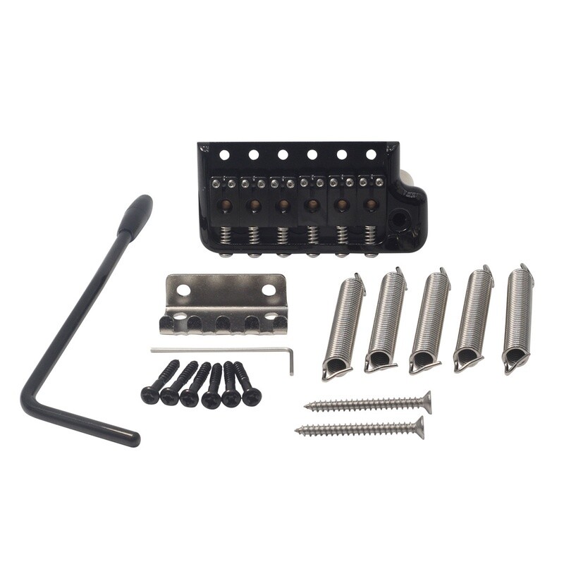 Brio 52.5mm Full Solid Brass 6-Screws PRS-Style Knife Edge Tremolo Bridge for Strat Style Electric Guitar, Black