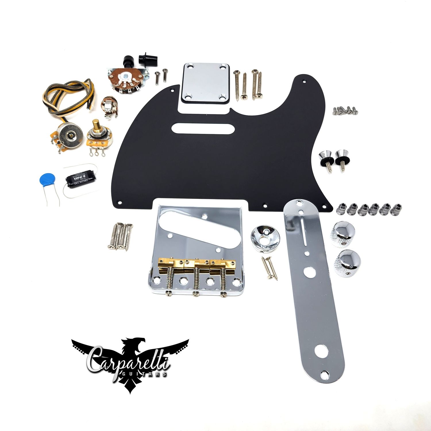 Carparelli Hardware Set for Tele (SET E) - Chrome or Black low profile bridge