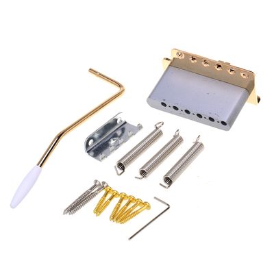 Wilkinson 52.5mm(2-1/16 inch) Full Block ST Guitar Tremolo Bridge Pop-In Arm 6 Screws for American Vintage Narrow Spacing Strat, GOLD