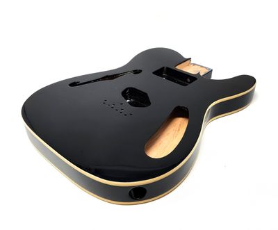 Brio 69 T-Style Thinline Alder Double-Bound Black Gloss (H/S) Guitar Body