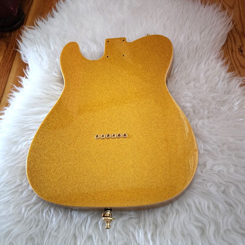 PRE-LOADED Brio 69 T-Style Thinline SS Double Bound Alder Body Semi-Hollow Gold Sparkle