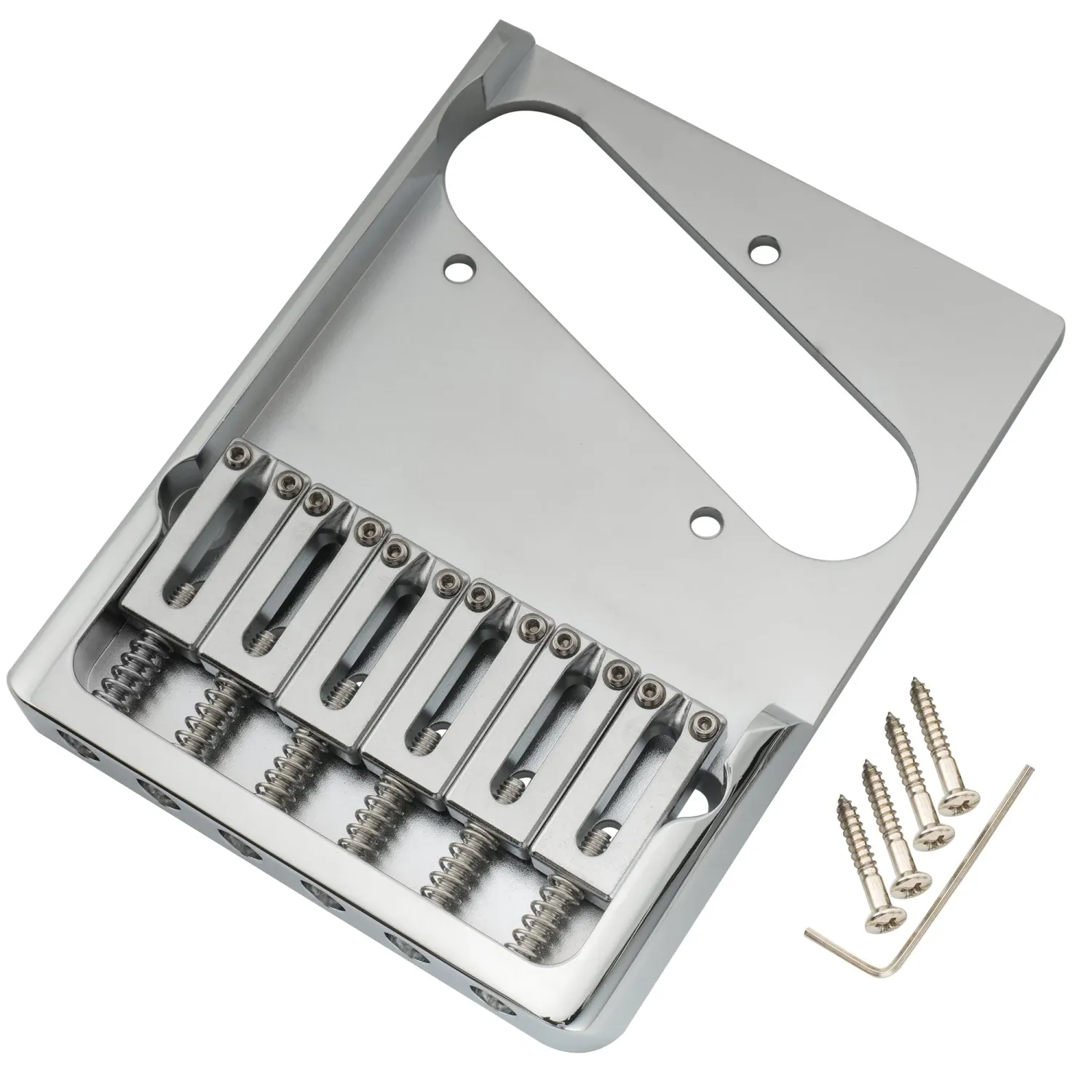 Brio Heavy Duty Telecaster® Style Asymmetric Bridge Chrome Finish | Full Solid Brass Plate &amp; Saddles