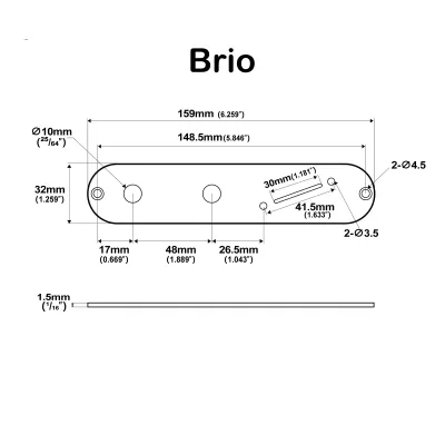 32mm Steel Control Plate – Narrow Pot Spacing &amp; Angled Switch Slot for Telecaster® Style Guitars -Nickel