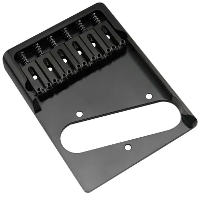 Brio Heavy Duty Telecaster® Style Asymmetric Bridge Black Finish | Full Solid Brass Plate &amp; Saddles