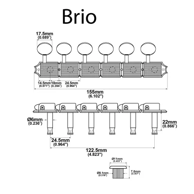 ​Brio Vintage Style 6-in-Line Guitar Tuners – Split Shaft Machine Heads for Strat &amp; Tele Style Guitars