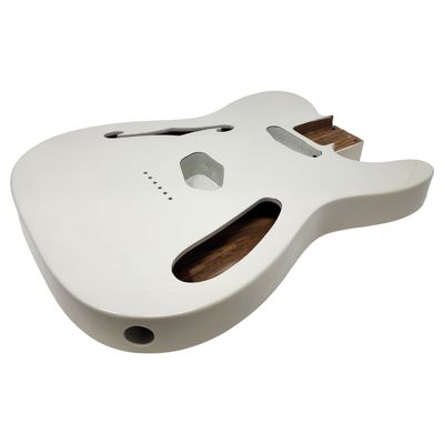 Olympic White T-Style Thinline Guitar Body – Roasted Ash – Fender-Spec – Semi-Hollow – Gloss Finish