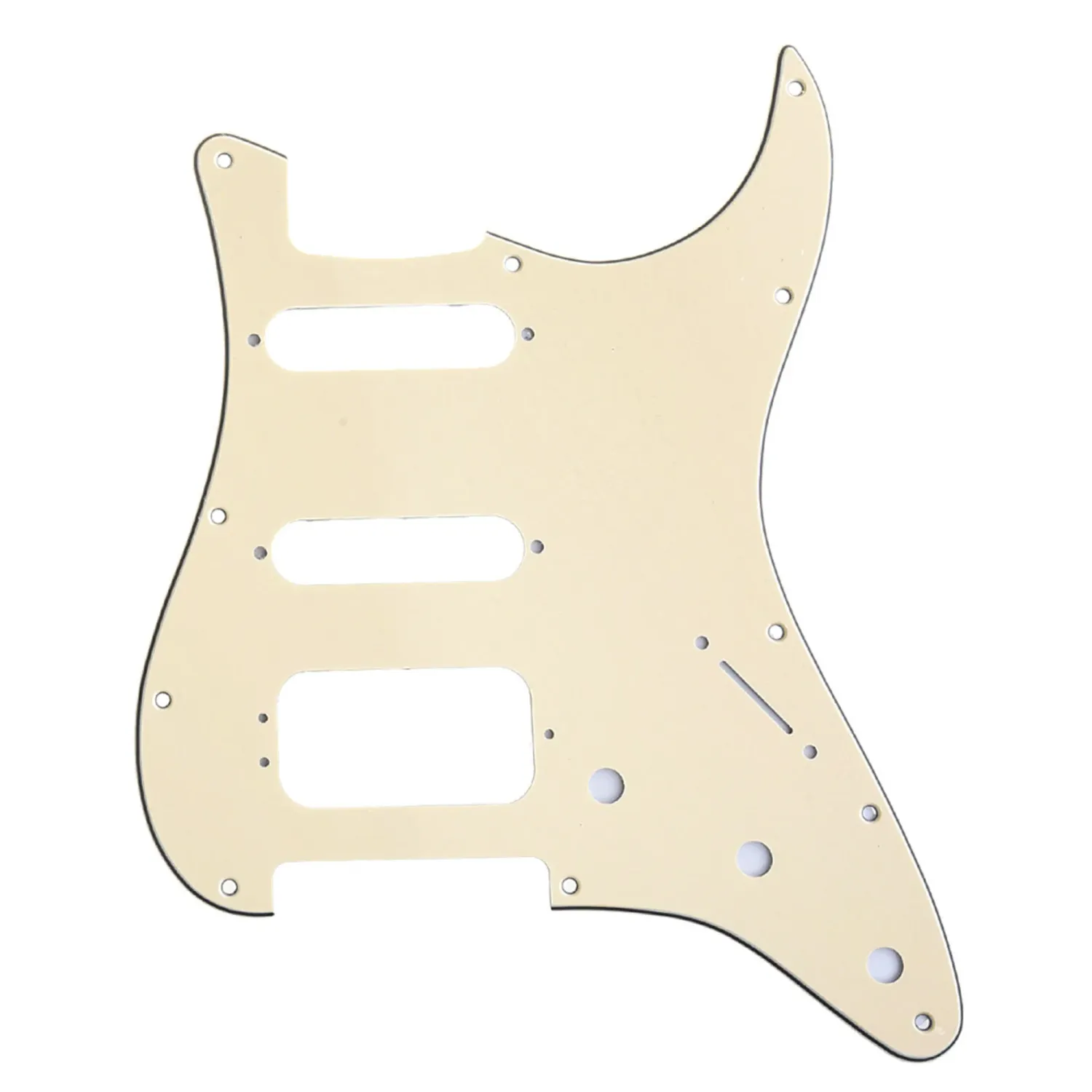 Brio 11-Hole Round Corner HSS Strat Pickguard (3-Ply) – Cream