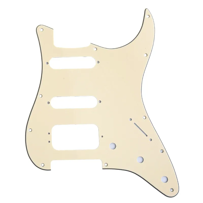 Brio 11-Hole Round Corner HSS Strat Pickguard (3-Ply) – Cream