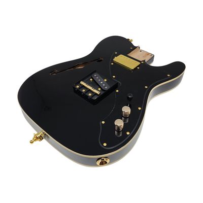Carparelli RIGHT-HANDED Brio ’69 T-Style Thinline Pre-Loaded Semi-Hollow Alder Body – Black / Double Bound / Gold Hardware