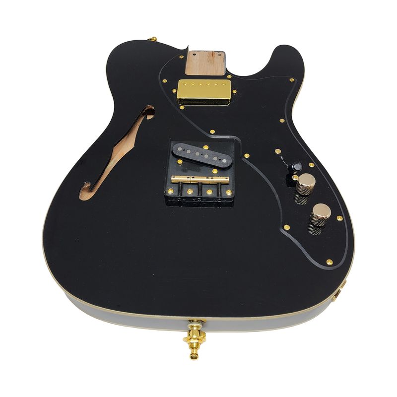 Carparelli RIGHT-HANDED Brio ’69 T-Style Thinline Pre-Loaded Semi-Hollow Alder Body – Black / Double Bound / Gold Hardware