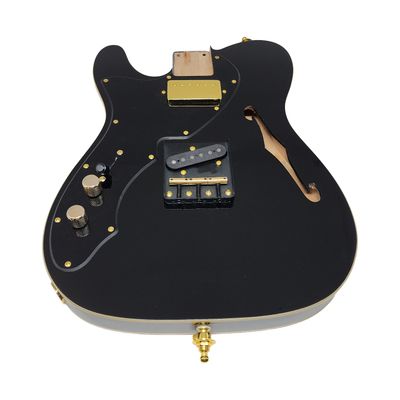 Carparelli LEFT-HANDED Brio ’69 T-Style Thinline Pre-Loaded Semi-Hollow Alder Body – Black / Double Bound / Gold Hardware
