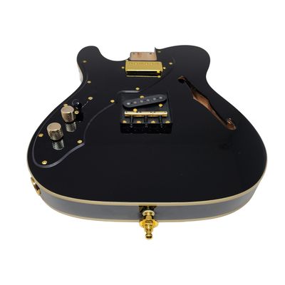 Carparelli LEFT-HANDED Brio ’69 T-Style Thinline Pre-Loaded Semi-Hollow Alder Body – Black / Double Bound / Gold Hardware