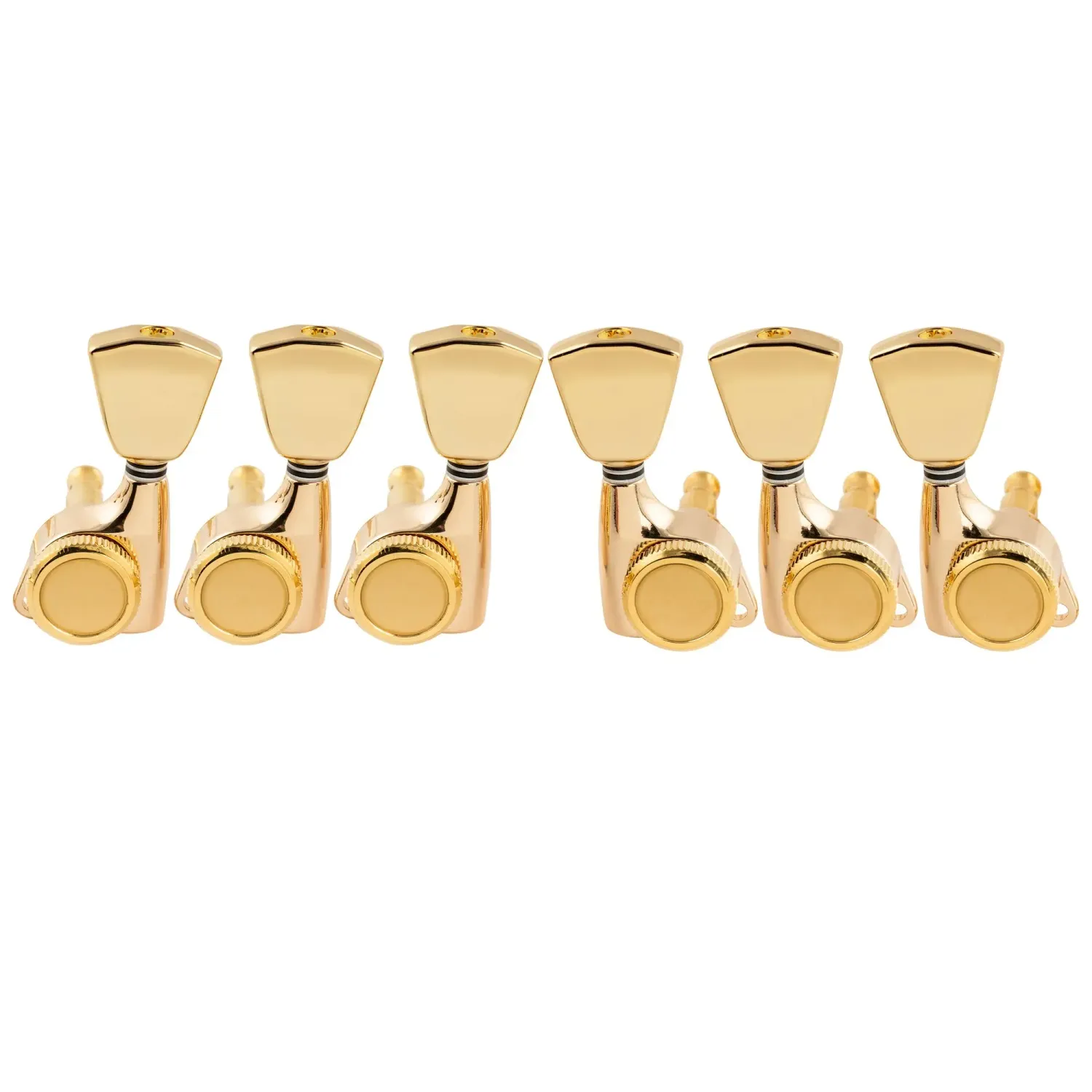 3x3 Locking Guitar Tuners – 18:1 Ratio – 3R/3L Keystone Button Machine Heads GOLD