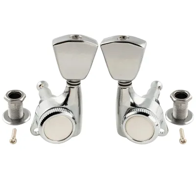 3x3 Locking Guitar Tuners – 18:1 Ratio – 3R/3L Keystone Button Machine Heads CHROME