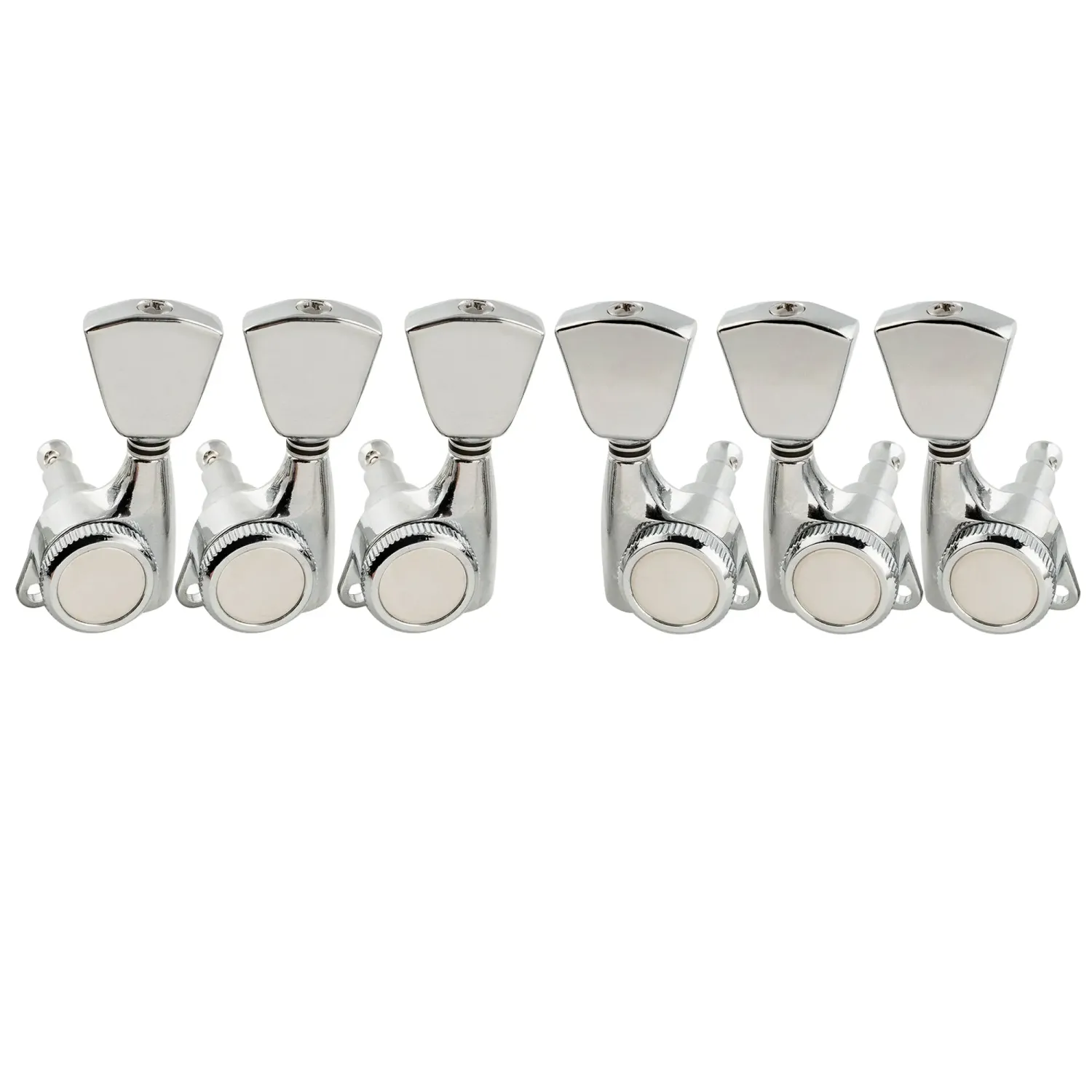 3x3 Locking Guitar Tuners – 18:1 Ratio – 3R/3L Keystone Button Machine Heads CHROME