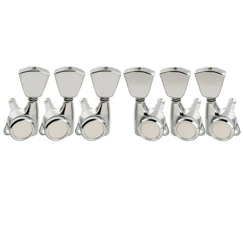 3x3 Locking Guitar Tuners – 18:1 Ratio – 3R/3L Keystone Button Machine Heads CHROME