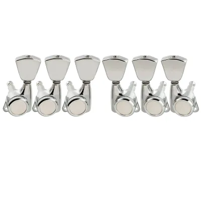 3x3 Locking Guitar Tuners – 18:1 Ratio – 3R/3L Keystone Button Machine Heads CHROME
