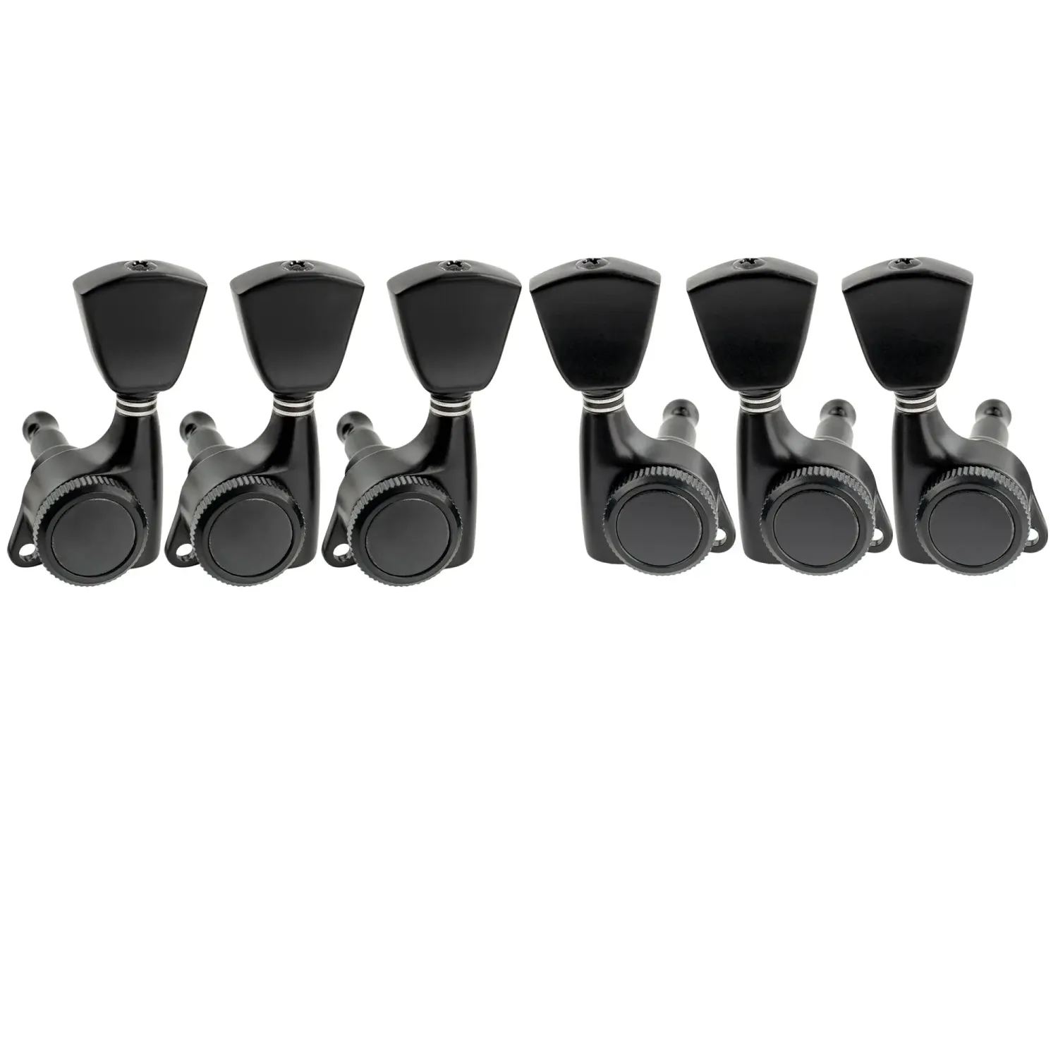 3x3 Locking Guitar Tuners – 18:1 Ratio – 3R/3L Keystone Button Machine Heads BLACK