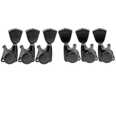 3x3 Locking Guitar Tuners – 18:1 Ratio – 3R/3L Keystone Button Machine Heads BLACK