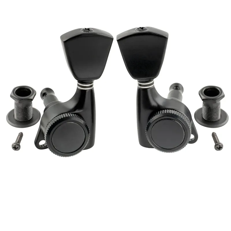 3x3 Locking Guitar Tuners – 18:1 Ratio – 3R/3L Keystone Button Machine Heads BLACK