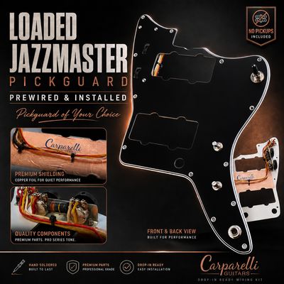 Carparelli Loaded Jazzmaster® Pickguard Wiring Kit – Prewired &amp; Installed on Your Choice of Pickguard