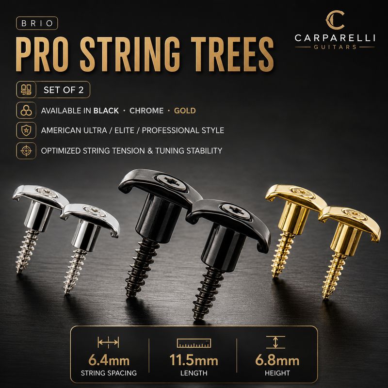 Pro String Trees / String Guides / Retainers Available in Black, Chrome, or Gold — Set of 2
